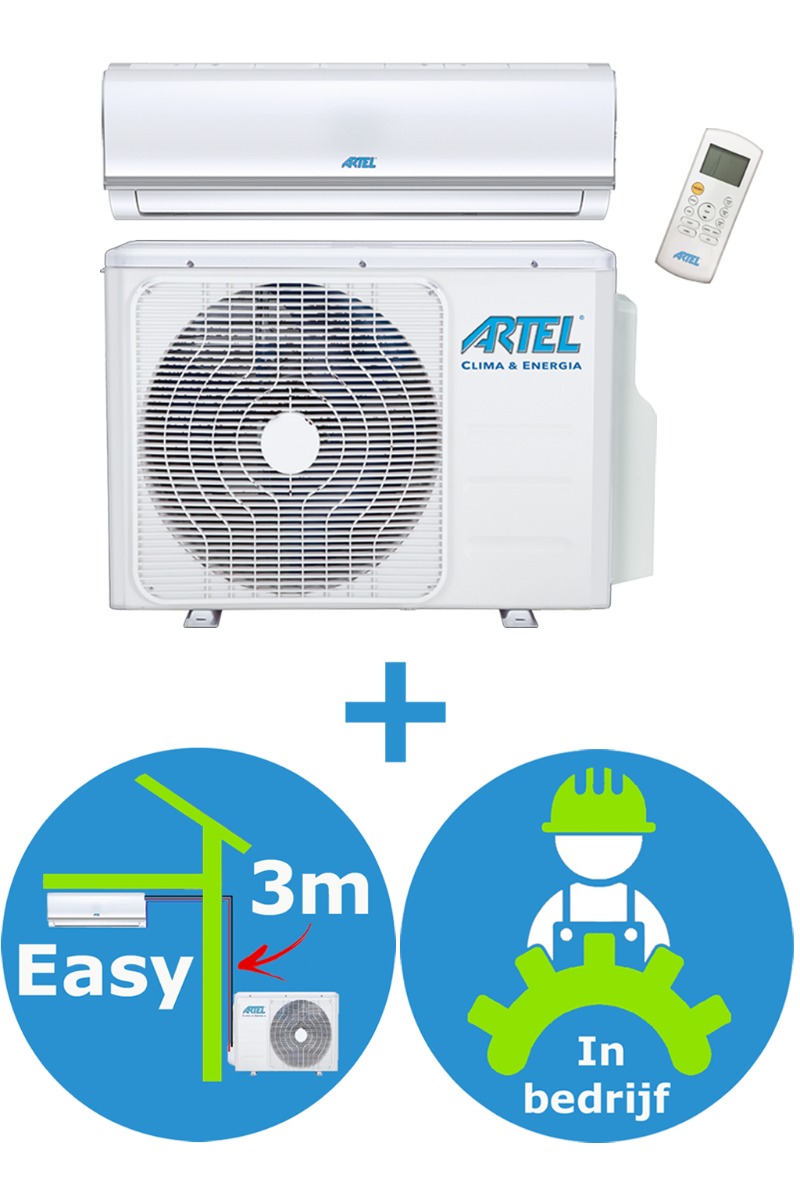 Airco split 1x 2.8kw / 9000btu + materiaal 