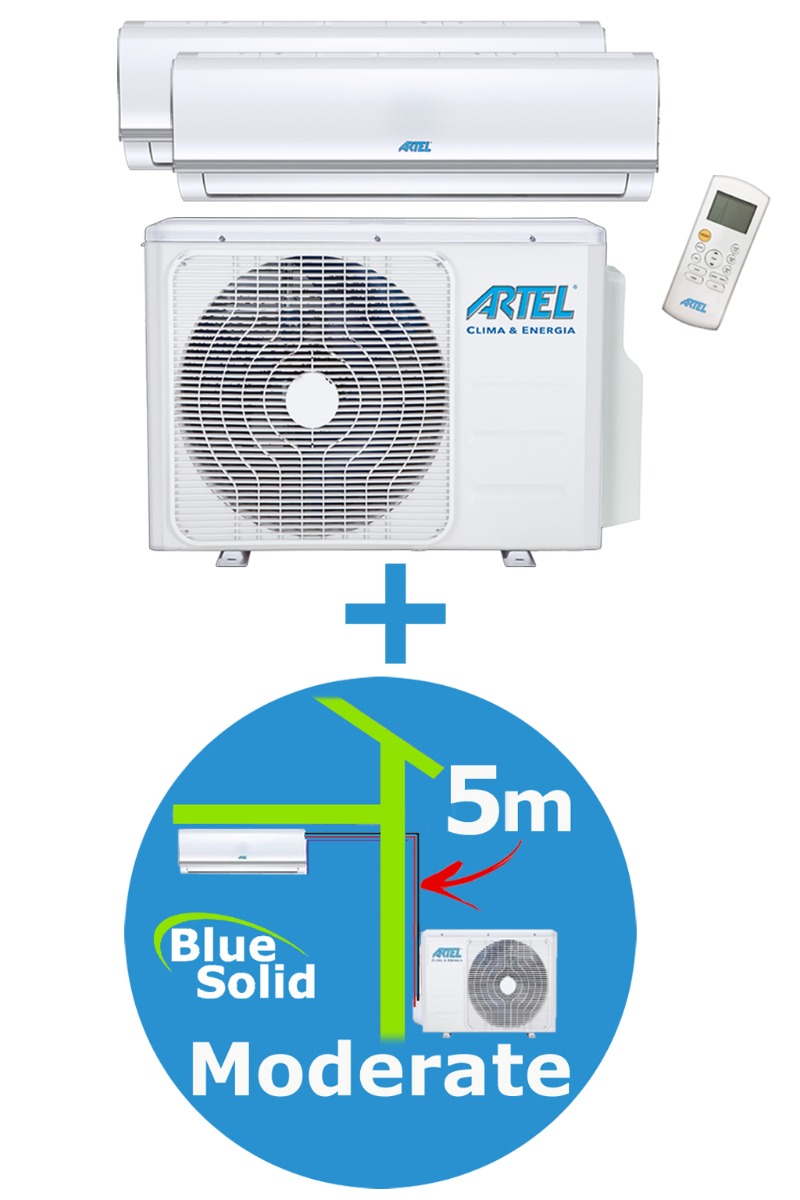 Airco Split 2x (3.6kw/12000BTU) + materiaal Mod 5m